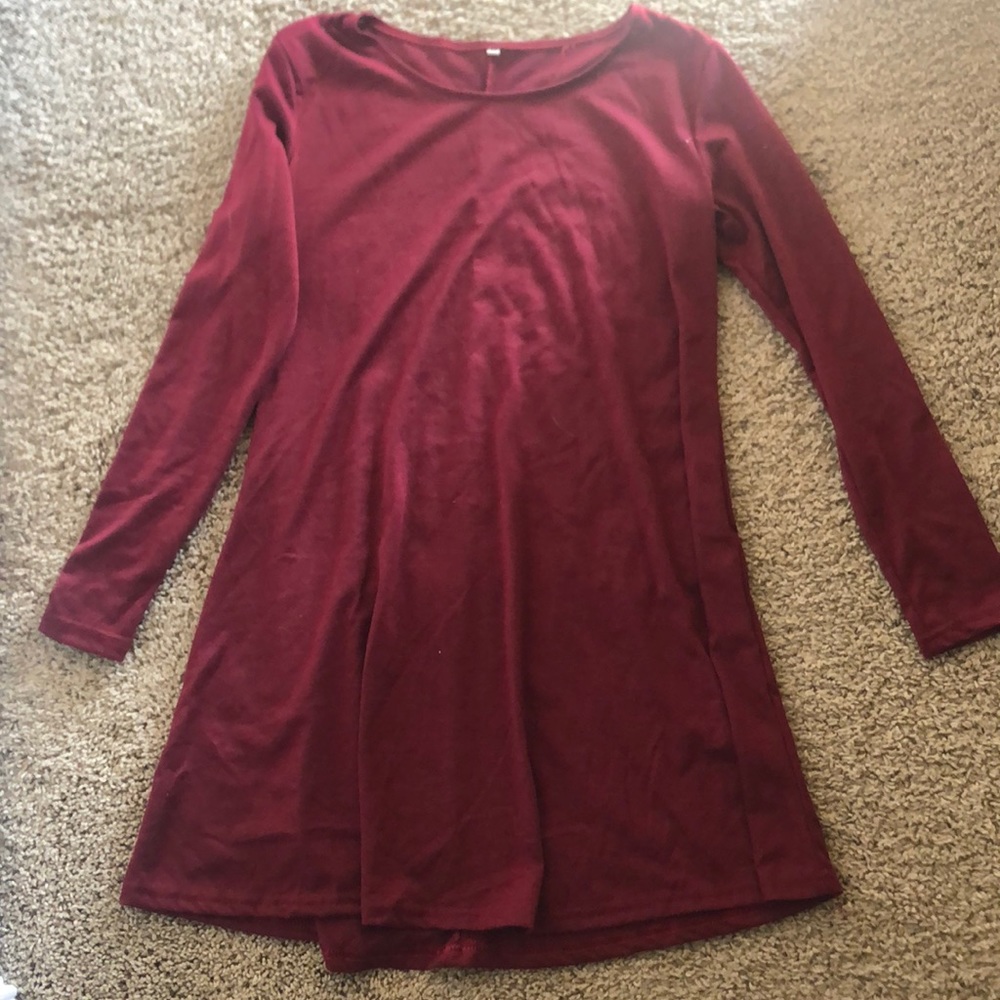 Never worn maroon long sleeve dress